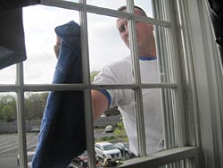 Window washing close up view